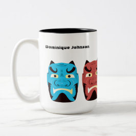 Caneca De Café Em Dois Tons Mug Yokai Oni (Demônio Japonês) Personalizado, 15 