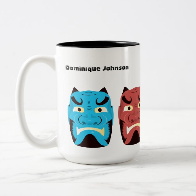 Caneca De Café Em Dois Tons Mug Yokai Oni (Demônio Japonês) Personalizado, 15  (Esquerda)