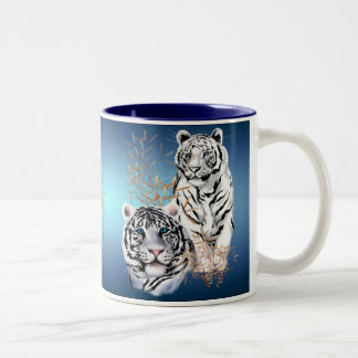 Caneca De Café Em Dois Tons _Mugs brancos dos tigres