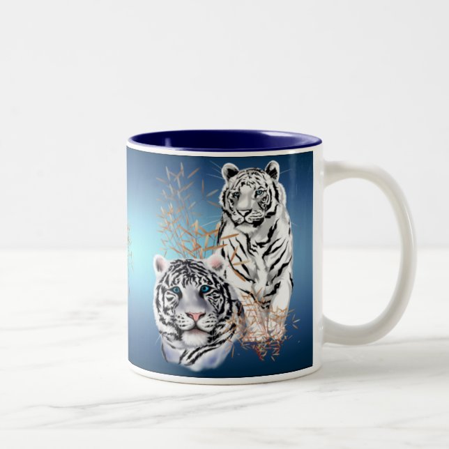 Caneca De Café Em Dois Tons _Mugs brancos dos tigres (Direita)