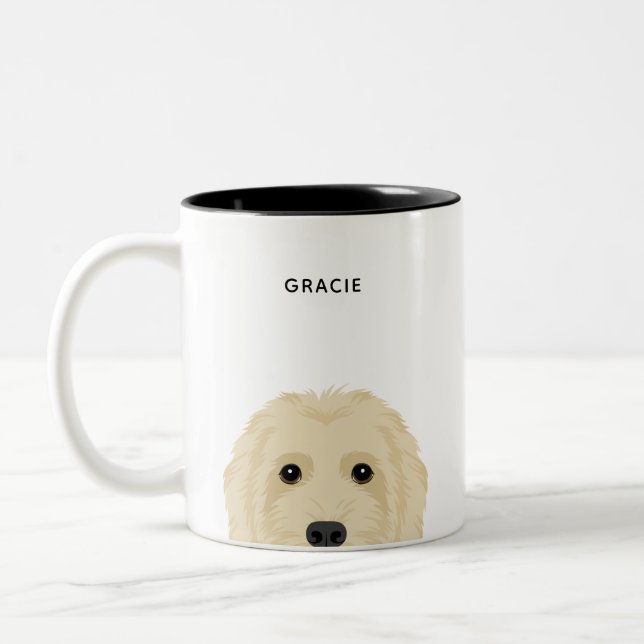 Caneca De Café Em Dois Tons Mugs de Goldendoodle (Esquerda)