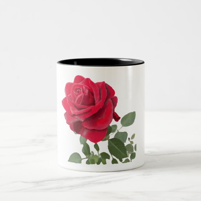 Caneca De Café Em Dois Tons Mugs Rose rouge - peinte of la main (Centro)