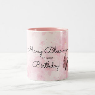 Caneca De Café Em Dois Tons Muitas Bênçãos Borboleta Aniversário