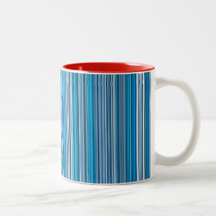 Caneca De Café Em Dois Tons Muitas listras multicoloridas no azul