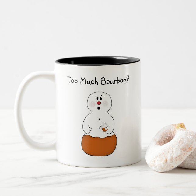 Caneca De Café Em Dois Tons Muito Bourbon Snowman Mug (Com Donut)