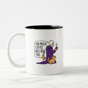 CANECA DE CAFÉ EM DOIS TONS MUITO CAFÉ VAI TE CURAR, GRIM REAPER BEBER