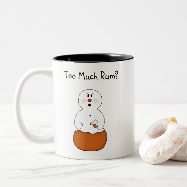 Caneca De Café Em Dois Tons Muito Engraçado Rum Snowman Mug (Com Donut)