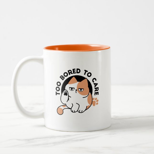 Caneca De Café Em Dois Tons Muito Entediado para se Importar – Citação Diverti (Esquerda)
