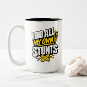 Caneca De Café Em Dois Tons Muletas de Osso Quebrado Humor Eu Faço Todos os Me