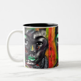 Caneca De Café Em Dois Tons Mulher Africana
