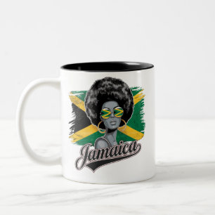 Caneca De Café Em Dois Tons Mulher Afro Carribean Jamaica Flag Island Vibe