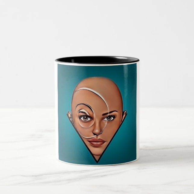 Caneca De Café Em Dois Tons Mulher careca. Arte moderna (Centro)
