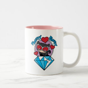Caneca De Café Em Dois Tons Mulher-Chibi Sentada Em Diamante Grande
