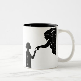 Caneca De Café Em Dois Tons Mulher conectando a Deus e ao Universo