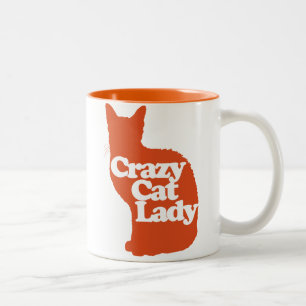 Caneca De Café Em Dois Tons Mulher de gato louca