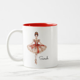 Caneca De Café Em Dois Tons Mulher de Natal Ballerina
