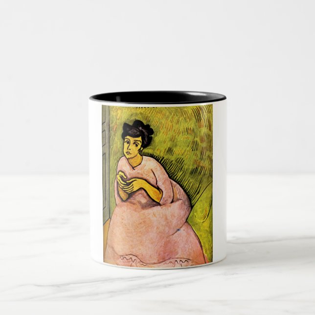 Caneca De Café Em Dois Tons Mulher de Rosa (Senhora Elegante) (Retrato feminin (Centro)