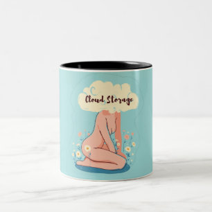 Caneca De Café Em Dois Tons Mulher do armazenamento em nuvem