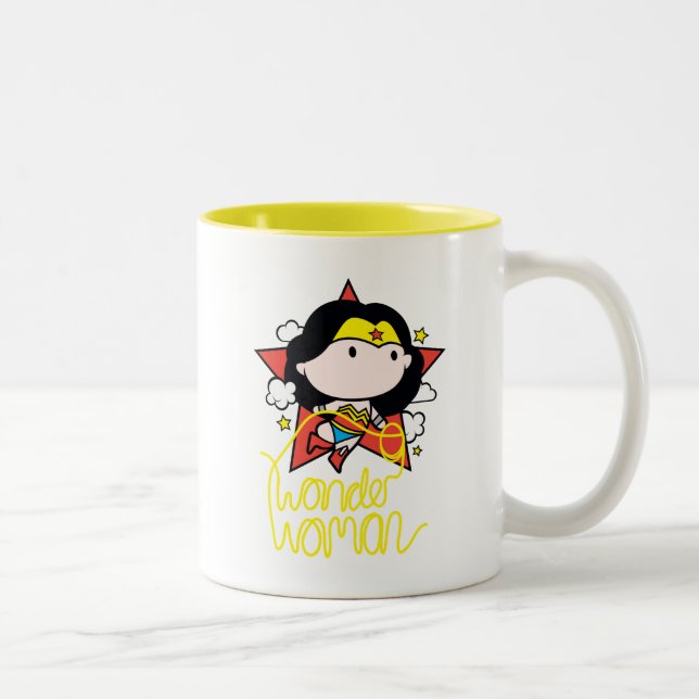 Caneca De Café Em Dois Tons Mulher Maravilha Chibi Voando com Laço (Direita)