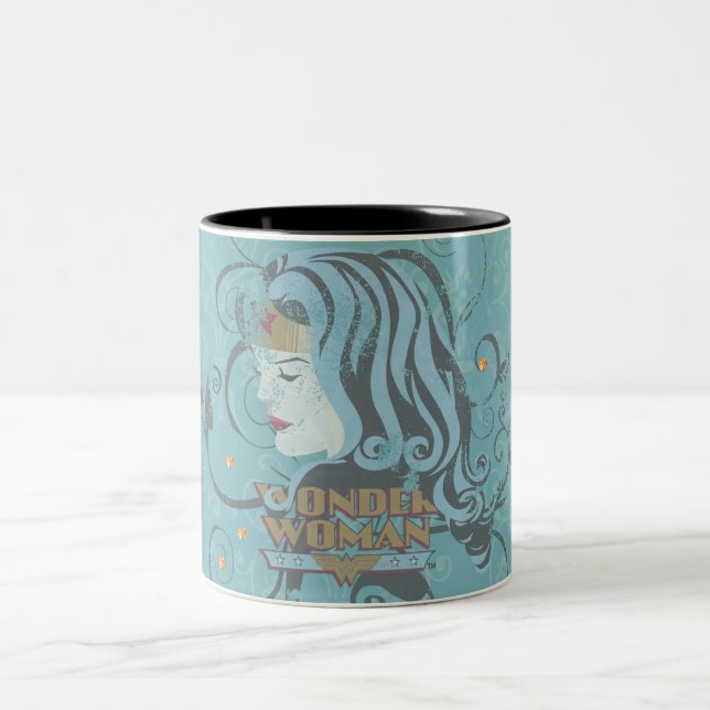 Caneca De Café Em Dois Tons Mulher Maravilha Fundo Azul (Centro)