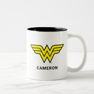 Caneca De Café Em Dois Tons Mulher Maravilha   Logotipo clássico   Adicione se