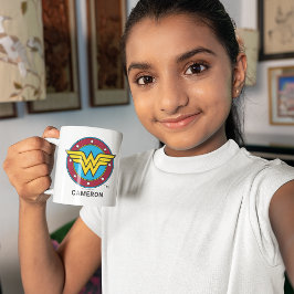 Caneca De Café Em Dois Tons Mulher Maravilha Personalizada | Logotipo de Círcu