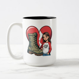 Caneca De Café Em Dois Tons Mulher Militar Orgulhosa - Coração "Boot Wife"