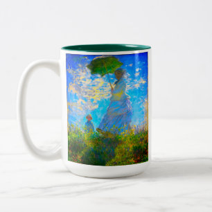 Caneca De Café Em Dois Tons Mulher Monet com Parasol