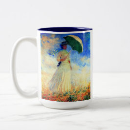 Caneca De Café Em Dois Tons Mulher Monet com Parasol à Direita