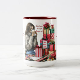Caneca De Café Em Dois Tons Mulher, Presente Enrolando e Esfregando Café