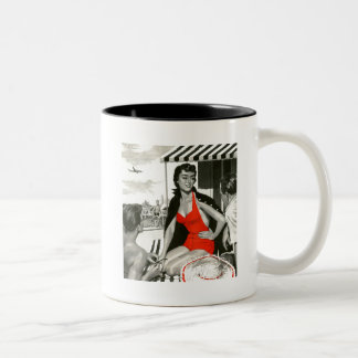 Caneca De Café Em Dois Tons Mulher Quente Vermelha