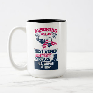 Caneca De Café Em Dois Tons Mulher Veterana dos EUA Coffee Mug