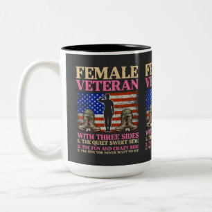 Caneca De Café Em Dois Tons Mulher Veterana Militar Divertida Bandeira America