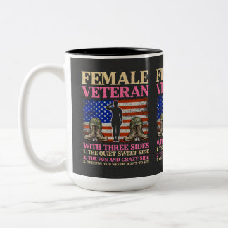 Caneca De Café Em Dois Tons Mulher Veterana Militar Divertida Bandeira America