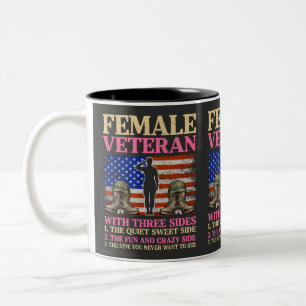 Caneca De Café Em Dois Tons Mulher Veterana Militar Divertida Bandeira America