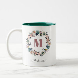 Caneca De Café Em Dois Tons Mulheres de Nome de Monograma Personalizado Modern