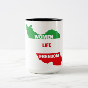 Caneca De Café Em Dois Tons Mulheres na liberdade de vida apóiam mulheres iran