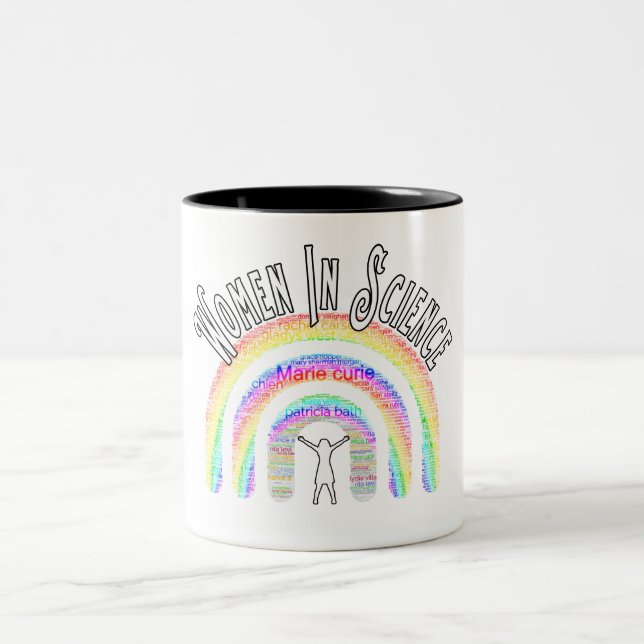 Caneca De Café Em Dois Tons Mulheres no Rainbow Word Fill Design (Centro)