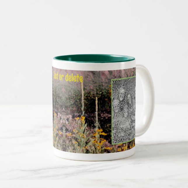 Caneca De Café Em Dois Tons Mulleins Black Eyed Susan Flowers Adicionar Sua Fo (Frente Esquerda)