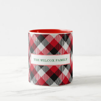Caneca De Café Em Dois Tons Multicolor Buffalo Xadrez Natal Feliz