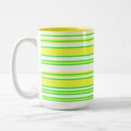 Caneca De Café Em Dois Tons Multifaixa Horizontal Verde Amarela