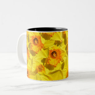 Caneca De Café Em Dois Tons Múltiplos Daffodils Dourados Flores-medula