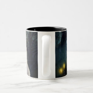 Caneca De Café Em Dois Tons Múmia e Morcegos Halloween