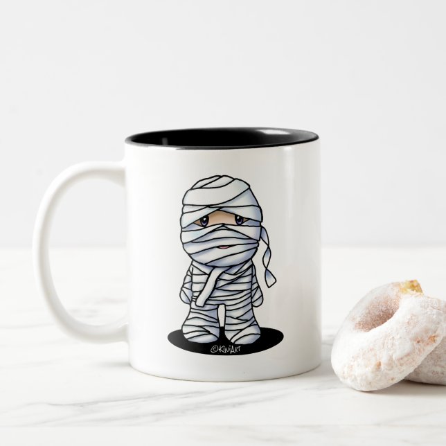 Caneca De Café Em Dois Tons Múmia KiniArt (Com Donut)