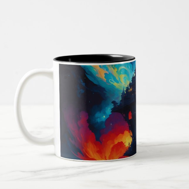 Caneca De Café Em Dois Tons Mundo Colorido (Esquerda)