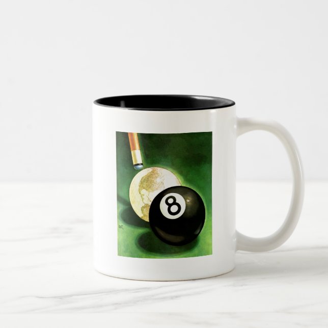 Caneca De Café Em Dois Tons Mundo como Ball Cue (Direita)