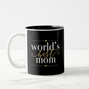 Caneca De Café Em Dois Tons Mundos Elegantes Modernos Melhor Mãe do Mundo Pret