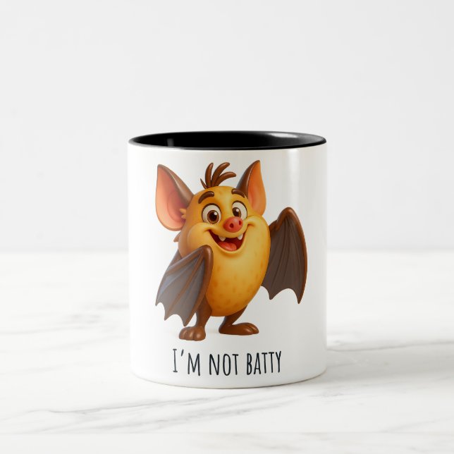 Caneca De Café Em Dois Tons Murciélago adorable "I'm not batty" (Centro)