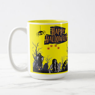 Caneca De Café Em Dois Tons Murmurante Hora das Bruxas amarelo
