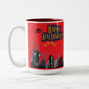 Caneca De Café Em Dois Tons Murmurinhos da Hora das Bruxas vermelho brilhante